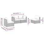 vidaXL Garten-Lounge-Set Braun mit grünen Kissen