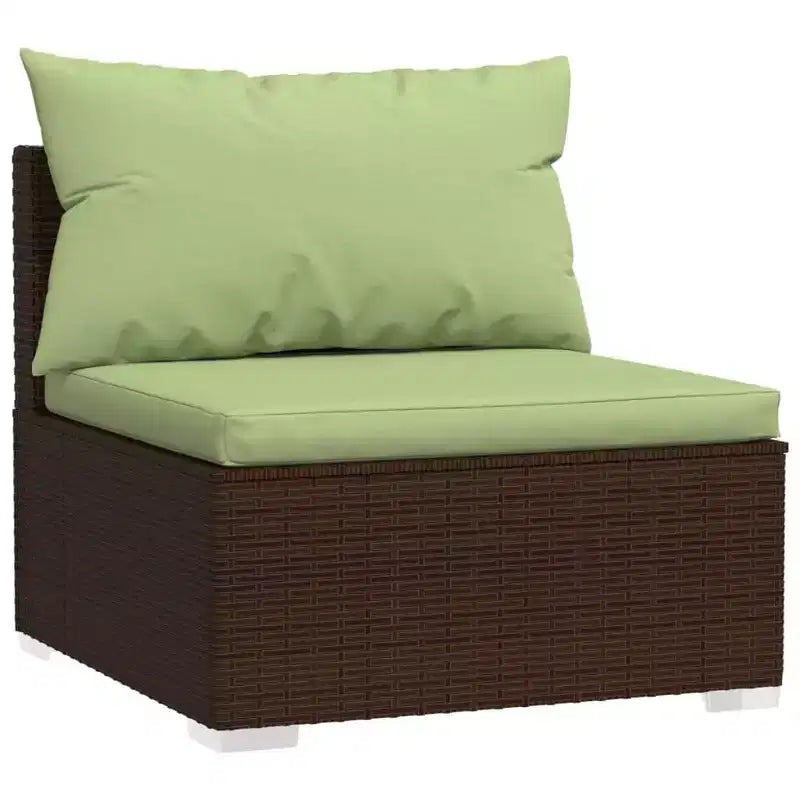 vidaXL Braune Poly Rattan Lounge-Garnitur mit Kissen – Modulare 5-teilige Garten-Sitzgruppe für draußen, pulverbeschichteter Stahlrahmen, wasserabweisend