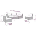 vidaXL Braune Poly Rattan Lounge-Garnitur mit Kissen – Modulare 5-teilige Garten-Sitzgruppe für draußen, pulverbeschichteter Stahlrahmen, wasserabweisend