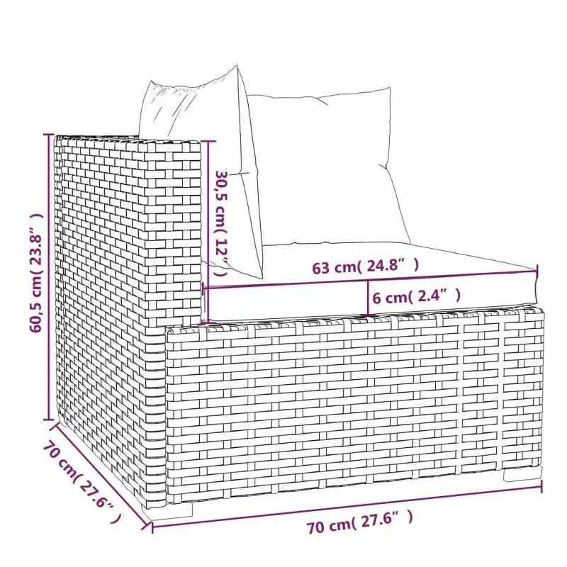 vidaXL Braune Poly Rattan Lounge-Garnitur mit Kissen – Modulare 5-teilige Garten-Sitzgruppe für draußen, pulverbeschichteter Stahlrahmen, wasserabweisend