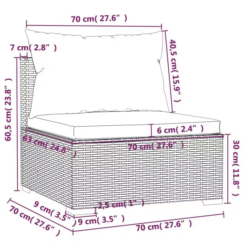 vidaXL Garten-Lounge-Set Schwarz, Cremefarben