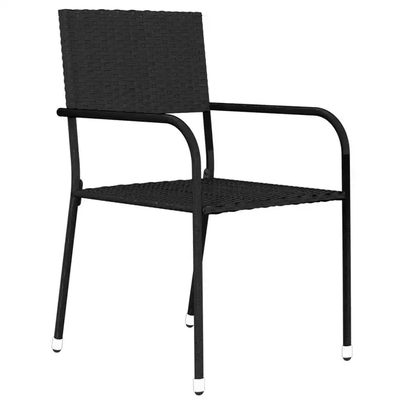 vidaXL Garten-Essgruppe Schwarz Stahl, PE Rattan Standard Stapelbar – 140 cm Tischlänge Schwarz 4-teilig