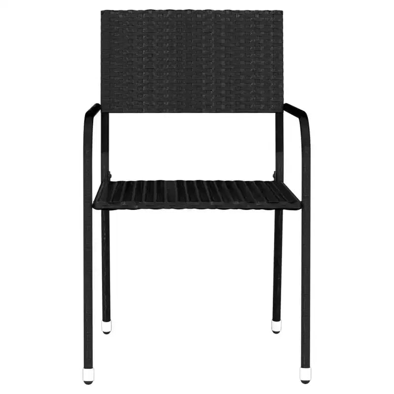 vidaXL Garten-Essgruppe Schwarz Stahl, PE Rattan Standard Stapelbar – 140 cm Tischlänge Schwarz 4-teilig