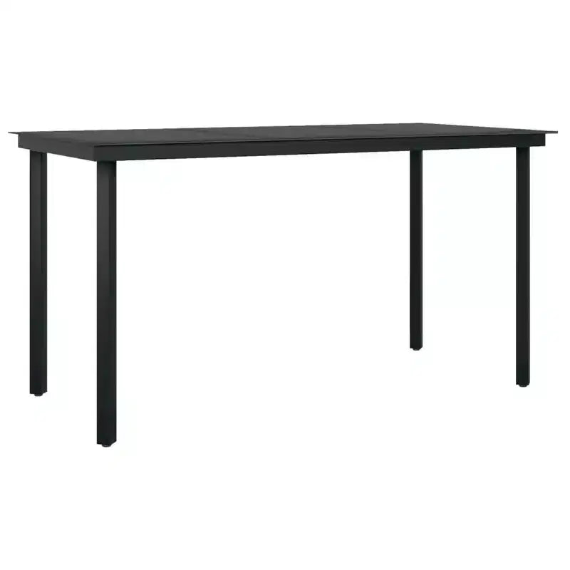 vidaXL Garten-Essgruppe Schwarz Stahl, PE Rattan Standard Stapelbar – 140 cm Tischlänge Schwarz 4-teilig