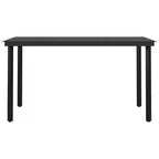 vidaXL Garten-Essgruppe Schwarz Stahl, PE Rattan Standard Stapelbar – 140 cm Tischlänge Schwarz 4-teilig