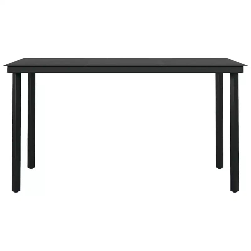 vidaXL Garten-Essgruppe Schwarz Stahl, PE Rattan Standard Stapelbar – 140 cm Tischlänge Schwarz 4-teilig