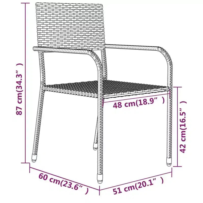 vidaXL Garten-Essgruppe Schwarz Stahl, PE Rattan Standard Stapelbar – 140 cm Tischlänge Schwarz 4-teilig