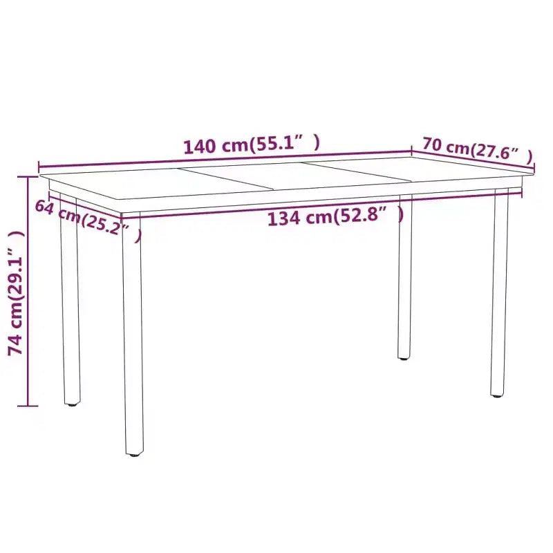 vidaXL Garten-Essgruppe Schwarz Stahl, PE Rattan Standard Stapelbar – 140 cm Tischlänge Schwarz 4-teilig