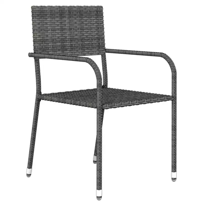 vidaXL Garten-Essgruppe Grau Polyrattan, Stahl, Glas 5-teilig Stapelbar - 80cm Tischlänge Grau 4 Artikel