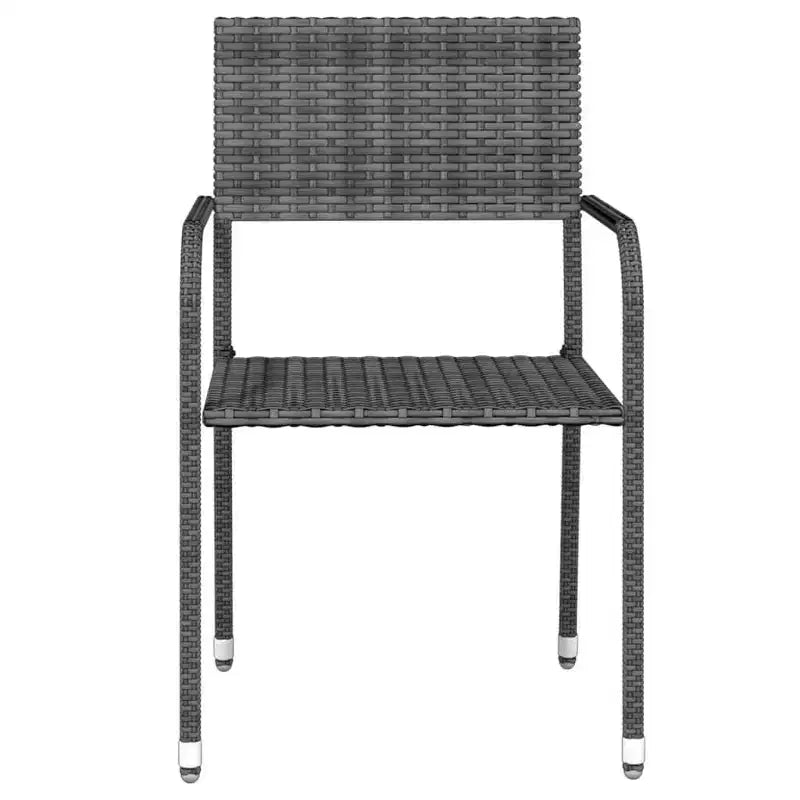 vidaXL Garten-Essgruppe Grau Polyrattan, Stahl, Glas 5-teilig Stapelbar - 80cm Tischlänge Grau 4 Artikel