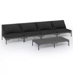 vidaXL Patio Lounge Set Outdoor Sectional Sofa Set Table Poly Rattan Dark Grey