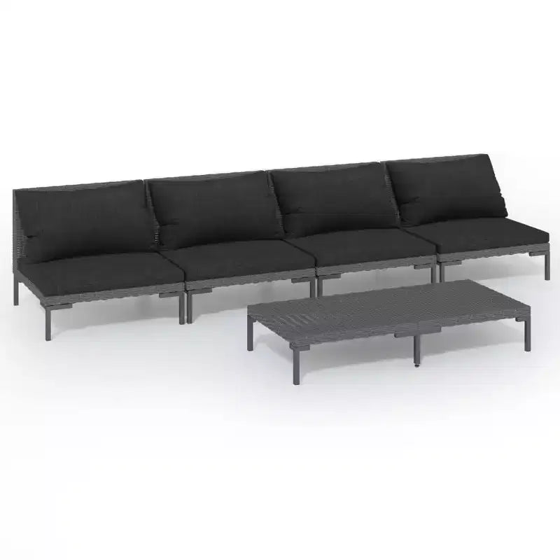 vidaXL Patio Lounge Set Outdoor Sectional Sofa Set Table Poly Rattan Dark Grey