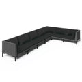 vidaXL Patio Lounge Set Outdoor Sectional Sofa Set Table Poly Rattan Dark Gray