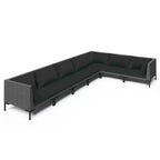 vidaXL Patio Lounge Set Outdoor Sectional Sofa Set Table Poly Rattan Dark Gray