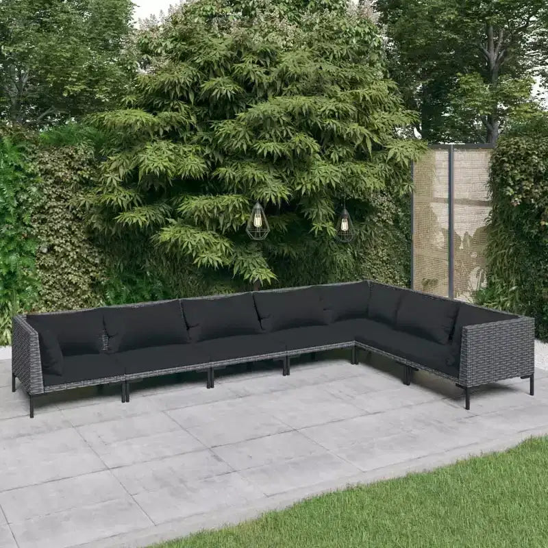 vidaXL Garten Loungemöbel-Set Outdoor-Sofa-Set Tisch Polyrattan Dunkelgrau