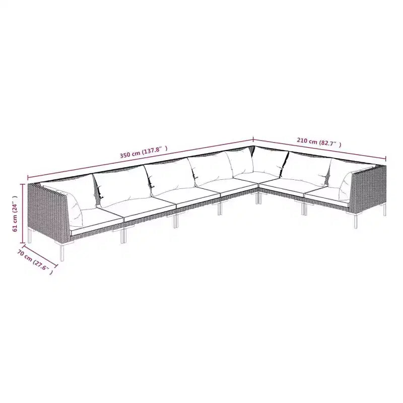 vidaXL Garten Loungemöbel-Set Outdoor-Sofa-Set Tisch Polyrattan Dunkelgrau