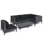 vidaXL Patio Lounge Set Outdoor Sectional Sofa Set with Table, Poly Rattan, Dark Grey