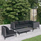 vidaXL Garten-Lounge-Set, modulares Sofa-Set für den Außenbereich mit Tisch, Polyrattan, Dunkelgrau