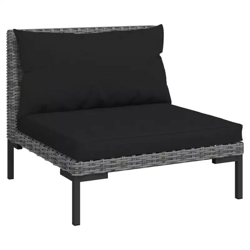 vidaXL Garten-Lounge-Set, modulares Sofa-Set für den Außenbereich mit Tisch, Polyrattan, Dunkelgrau