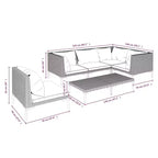 vidaXL Garten-Lounge-Set, modulares Sofa-Set für den Außenbereich mit Tisch, Polyrattan, Dunkelgrau