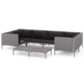 vidaXL Patio Lounge Set Outdoor Sectional Corner Sofa Poly Rattan Dark Grey