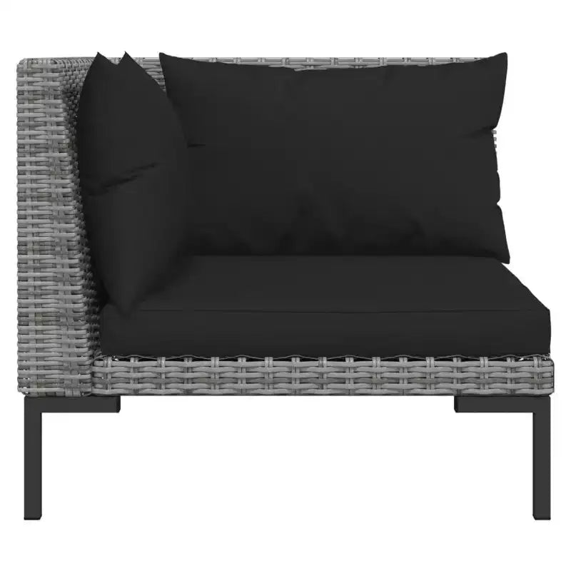 vidaXL Garten Lounge-Set Outdoor Ecksofa Polyrattan Dunkelgrau