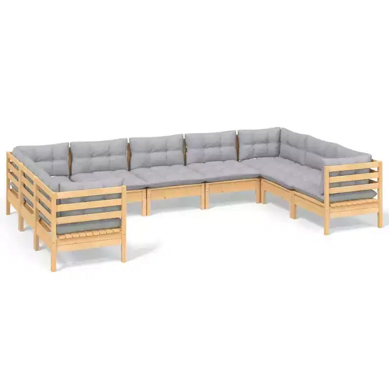 vidaXL Garden Lounge Set Grey, Natural Wood