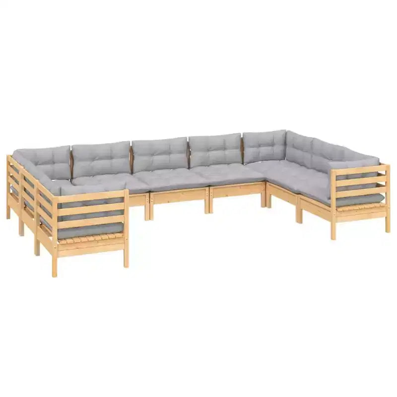 vidaXL Garten-Lounge-Set Grau, Naturholz
