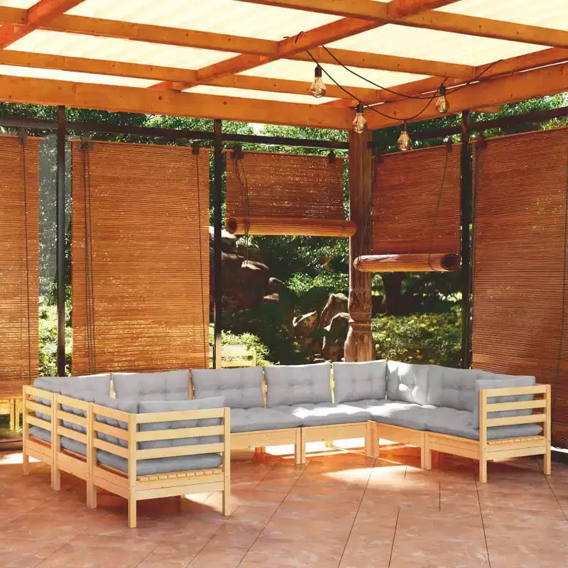 vidaXL Garten-Lounge-Set Grau, Naturholz