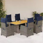 vidaXL 7-teiliges Terrassen-Essgruppe mit Kissen Grau Polyrattan