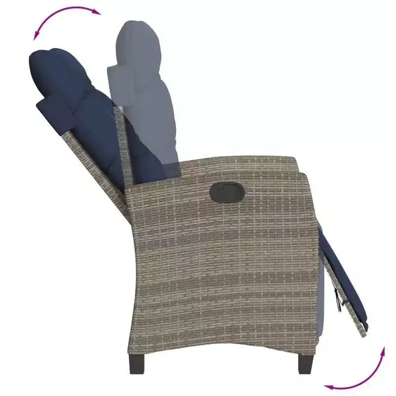 vidaXL 7-teiliges Terrassen-Essgruppe mit Kissen Grau Polyrattan