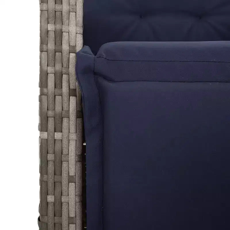 vidaXL 7-teiliges Terrassen-Essgruppe mit Kissen Grau Polyrattan