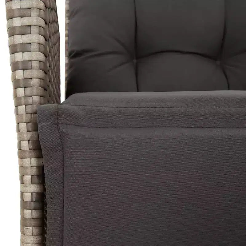 vidaXL 9-teiliges Terrassen-Essgruppe – gepolsterte Sitzgelegenheiten/Polyrattan & Akazienholz-Tisch/verstellbare Liegestühle/Grau/Gartenmöbel für den Außenbereich