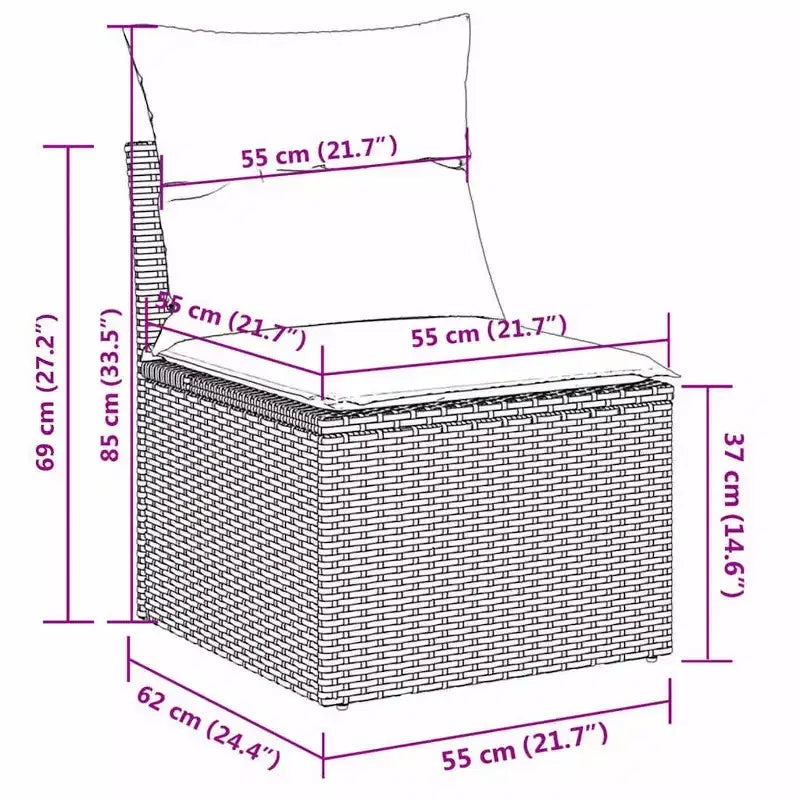 vidaXL Garten-Sofa-Set Beige PE-Rattan, Stahl, gehärtetes Glas, Polyester