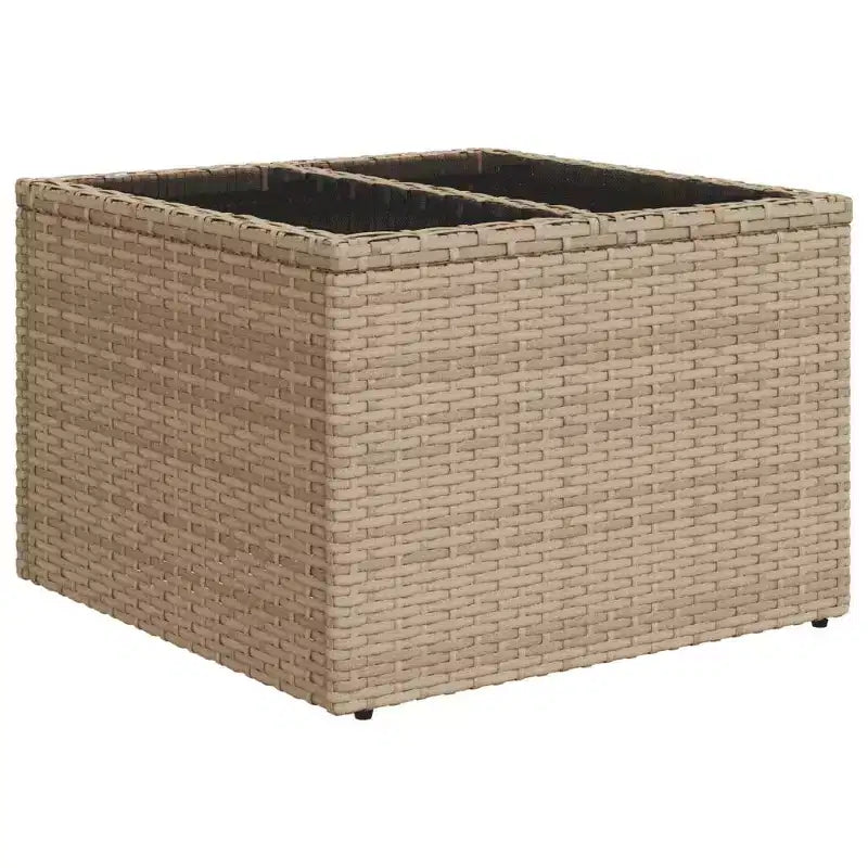 vidaXL Garten-Sofa-Set Beige PE-Rattan, Stahl, gehärtetes Glas, Polyester