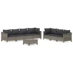 vidaXL 8 Piece Patio Lounge Set with Cushions Gray Poly Rattan