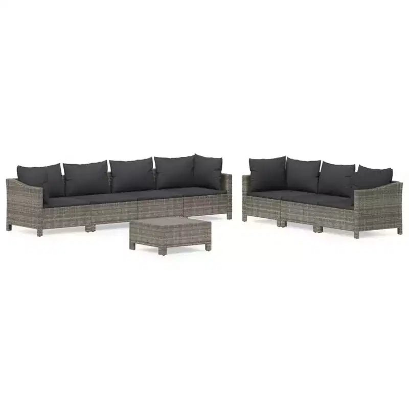 vidaXL 8 Piece Patio Lounge Set with Cushions Gray Poly Rattan