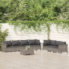 vidaXL 8-teilige Garten-Loungesitzgruppe mit Kissen Grau Polyrattan