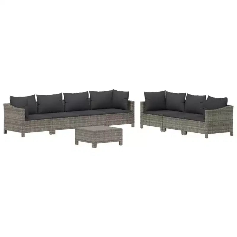 vidaXL 8-teilige Garten-Loungesitzgruppe mit Kissen Grau Polyrattan