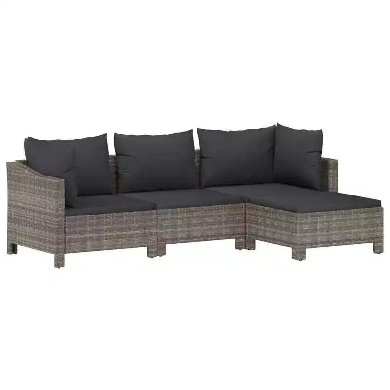 vidaXL 8-teilige Garten-Loungesitzgruppe mit Kissen Grau Polyrattan