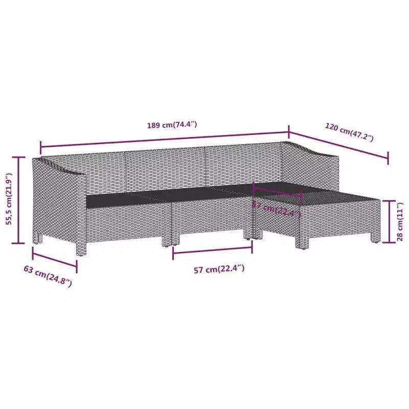 vidaXL 8-teilige Garten-Loungesitzgruppe mit Kissen Grau Polyrattan