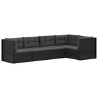 vidaXL Garten-Lounge-Set Schwarz Polyrattan, pulverbeschichteter Stahl, Polyester