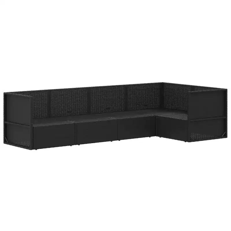 vidaXL Garten-Lounge-Set Schwarz Polyrattan, pulverbeschichteter Stahl, Polyester