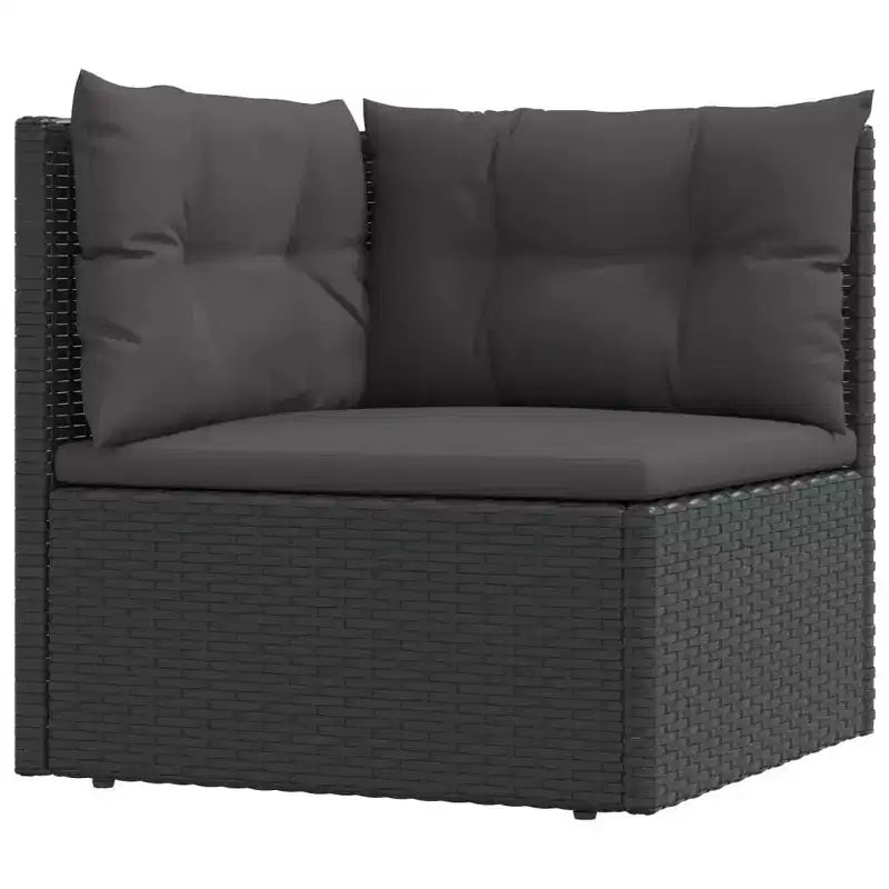vidaXL Garten-Lounge-Set Schwarz Polyrattan, pulverbeschichteter Stahl, Polyester