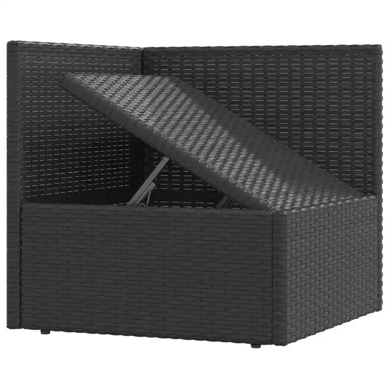 vidaXL Garten-Lounge-Set Schwarz Polyrattan, pulverbeschichteter Stahl, Polyester