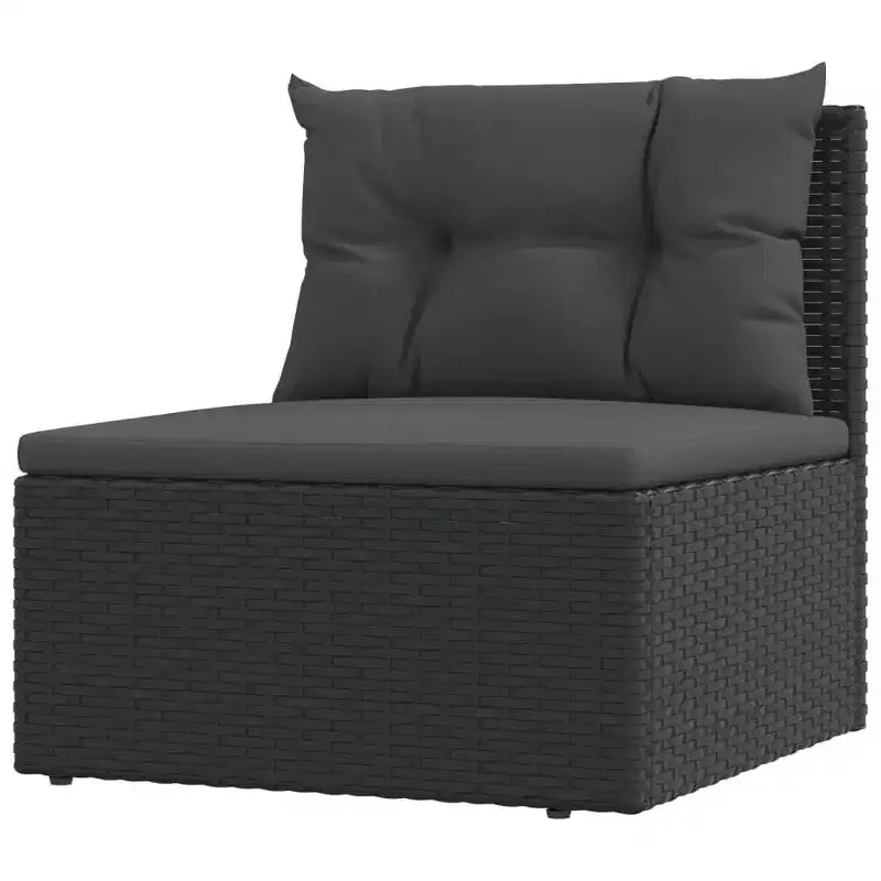 vidaXL Garten-Lounge-Set Schwarz Polyrattan, pulverbeschichteter Stahl, Polyester