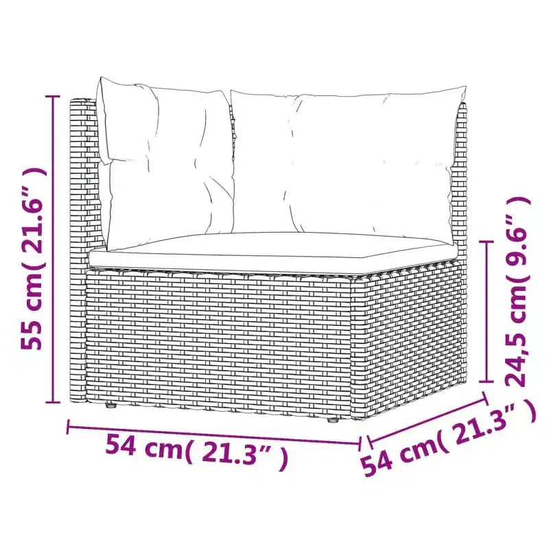 vidaXL Garten-Lounge-Set Schwarz Polyrattan, pulverbeschichteter Stahl, Polyester