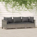 vidaXL 3-teiliges Gartenlounge-Set mit Kissen Grau Polyrattan