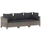 vidaXL 3-teiliges Gartenlounge-Set mit Kissen Grau Polyrattan