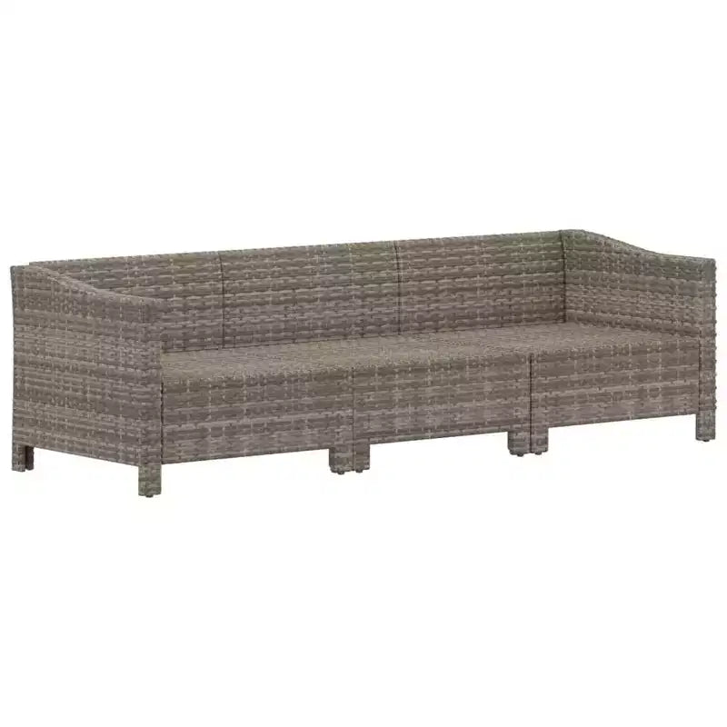 vidaXL 3-teiliges Gartenlounge-Set mit Kissen Grau Polyrattan